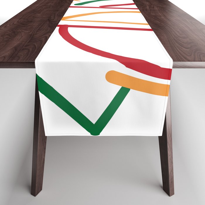 Geometric green red abstract graphic Table Runner