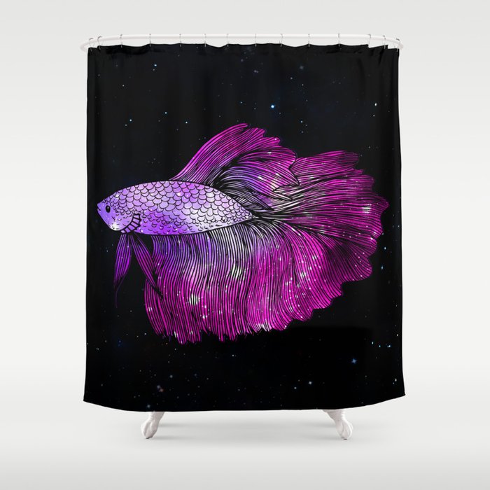 Pink Galaxy Betta Fish Shower Curtain By Julieerindesigns