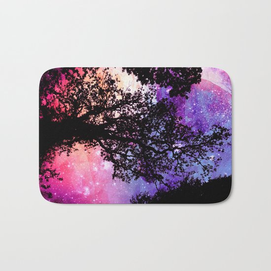 Black Trees Pink Purple Space Bath Mat