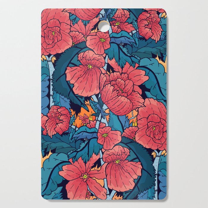 The Red Flowers Cutting Board