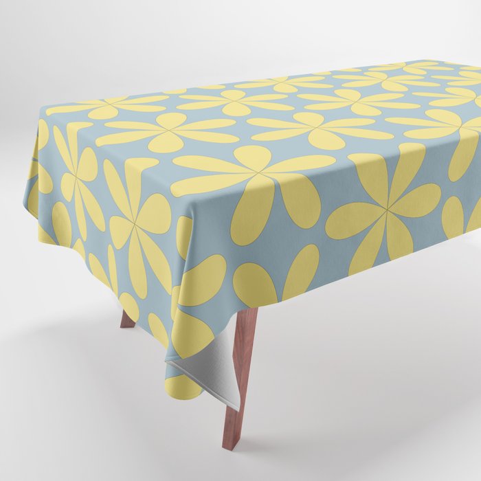 Yellow floral pattern on blue II Tablecloth