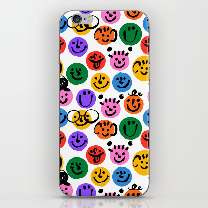 Diverse colorful children people face seamless pattern  iPhone Skin
