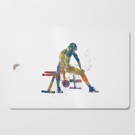 Young woman practices gymnastics in watercolor Cutting Board