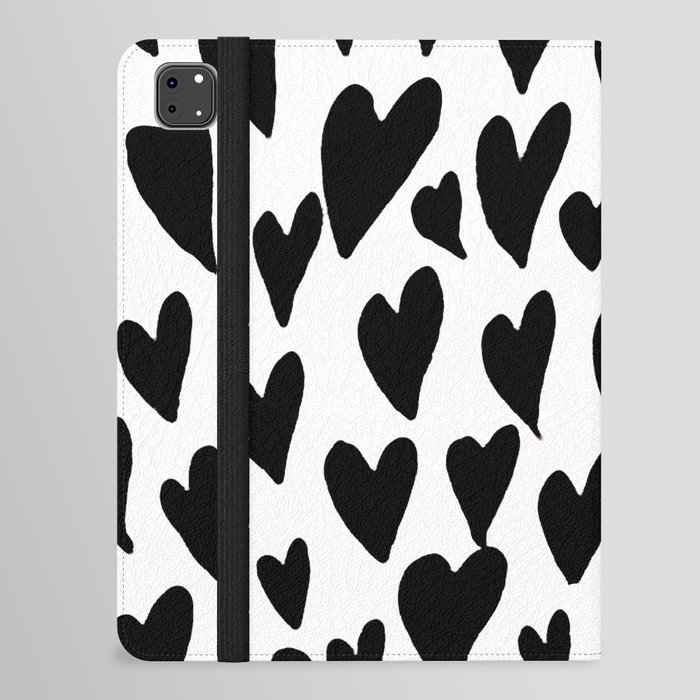 Valentines day hearts explosion - black and white iPad Folio Case