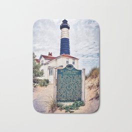 "Big Sable Point Lighthouse" Bath Mat | Sky, Sanddunes, Lighthouse, Ludington, Photo, Greatlakes, Ludingtonmichigan, Michiganlighthouse, Watchtower 