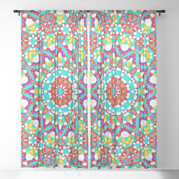 Abstract kaleidoscope pattern background, colorful reflective mirroring background as graphic design element Sheer Curtain