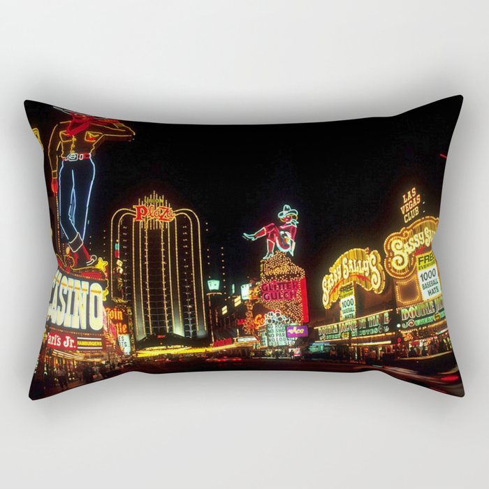 Las Vegas Night Skyline Throw Pillow by Restored Art And History