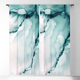 Teal Abstract Ink Emerald Green Art, Abstract Alcohol Ink Painting no.2 Blackout Curtain