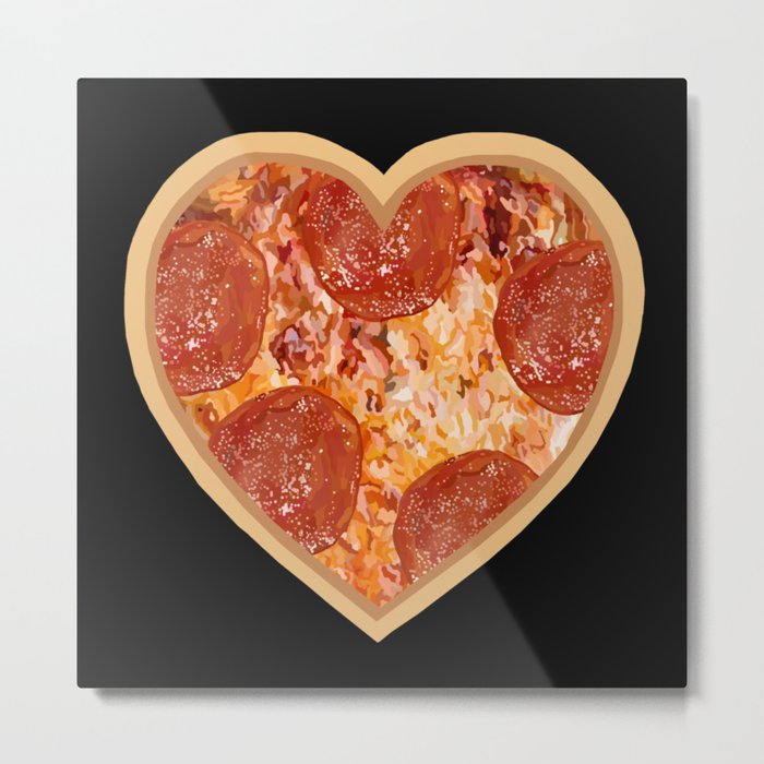 Pepperoni Pizza Heart Metal Print
