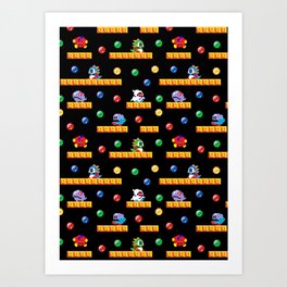 Bubble Bobble Retro Arcade Video Game Pattern Design Art Print