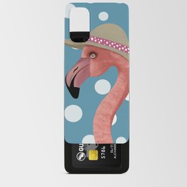 Flamboyant Flamingo on Large Blue Polka Dot Pattern Android Card Case
