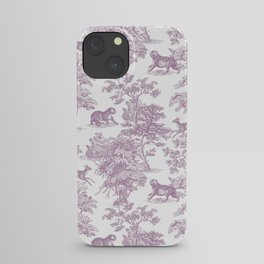 Toile de Jouy Vintage French Exotic Jungle Forest Lilac Blush & White iPhone Case