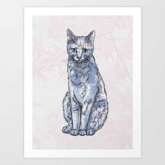 Blue Cat Art Print