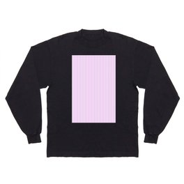 Lilac Pink and White Micro Vintage English Country Cottage Ticking Stripe Long Sleeve T-shirt