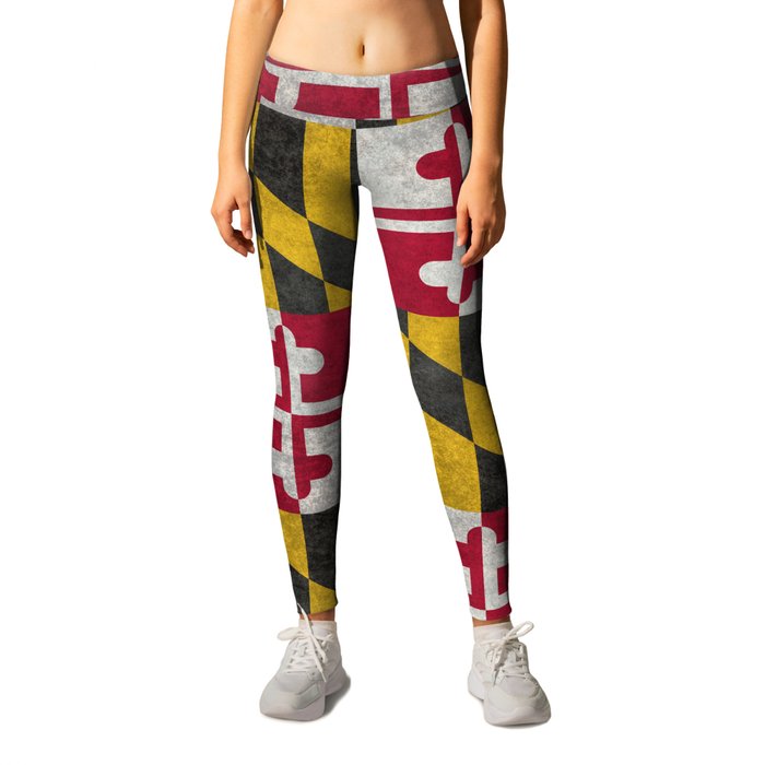 Flag of Maryland, in grungy vintage Leggings