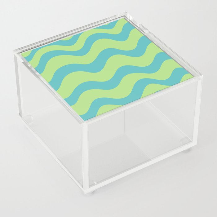 Retro Candy Waves - Lime green and blue Acrylic Box