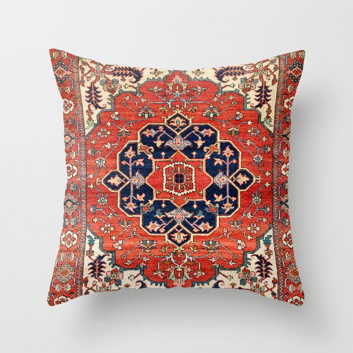 Heriz Bilverdi Azerbaijan Northwest Persian Rug Print Throw Pillow