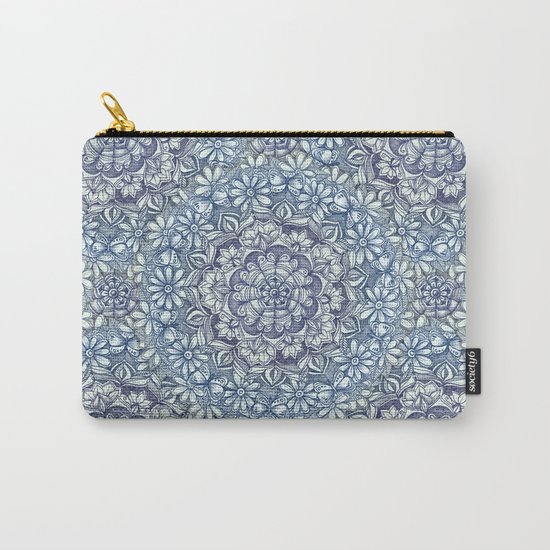 Indigo Medallion with Butterflies & Daisy Chains Carry-All Pouch