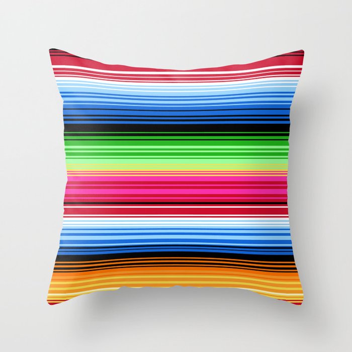 Mexican Serape Stripes Throw Pillow