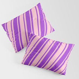 [ Thumbnail: Dark Orchid & Pink Colored Lined/Striped Pattern Pillow Sham ]