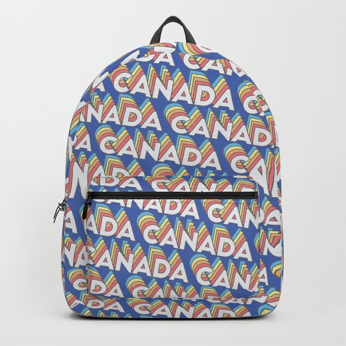 Canada Trendy Rainbow Text Pattern (Blue) Backpack