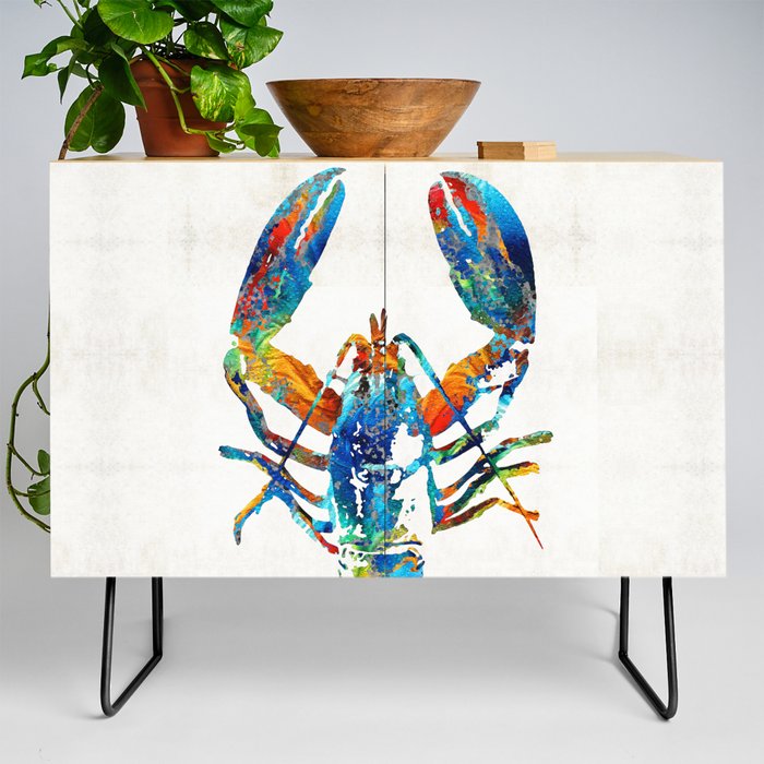 Colorful Lobster Art by Sharon Cummings Credenza