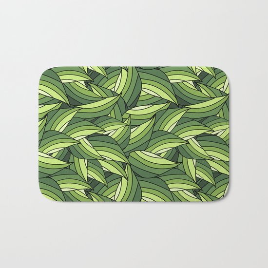 GREENERY LEAVES B (abstract flowers nature) Bath Mat