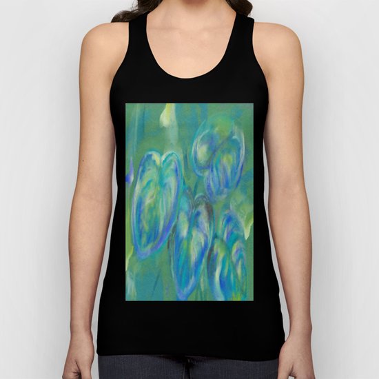 Green and White Spring Leaves Unisex Tank Top