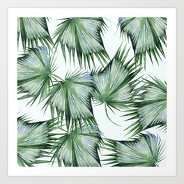 Floating Palm Leaves Green Art Print