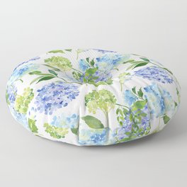 Blue Hydrangea Flowers Floor Pillow