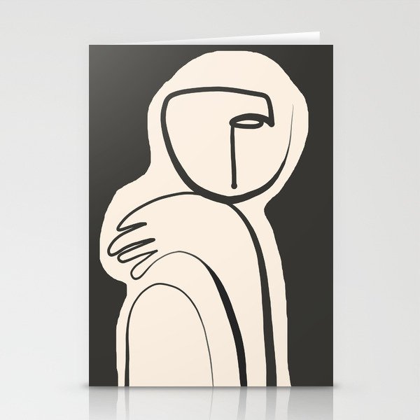 Lady Portrait Abstract Minimal  Line Art Stationery Cards