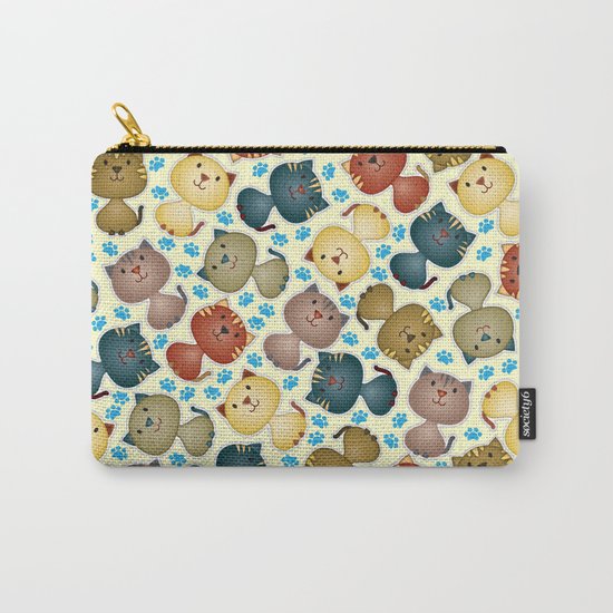 Cute Cats with Paws on the Background Carry-All Pouch