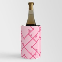 Bamboo Chinoiserie Lattice in Pink + Bubblegum Pink Wine Chiller