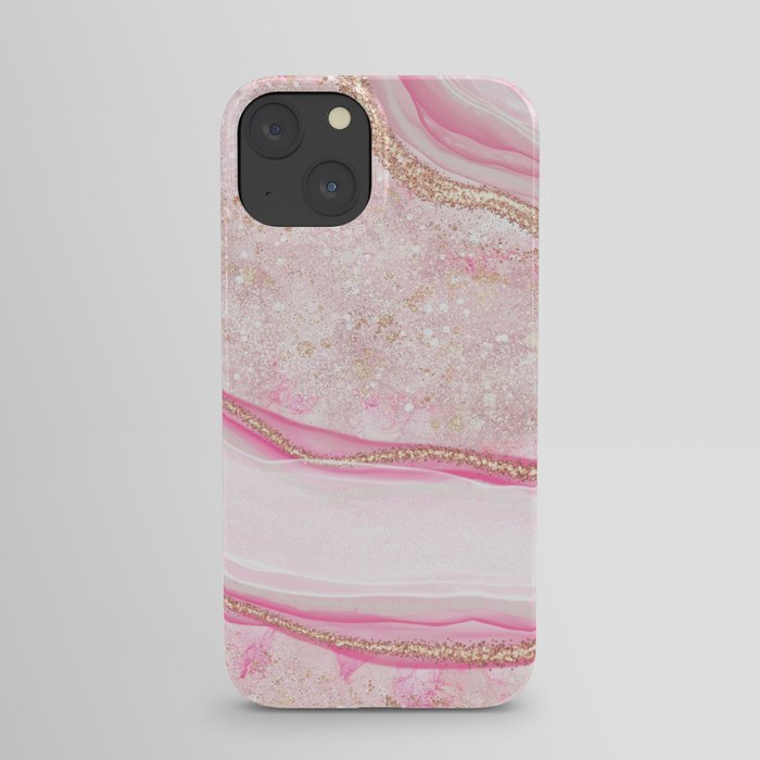 Pink and Rose Gold Glitter Geode iPhone Case
