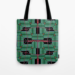 no. 344 green black red pattern Tote Bag