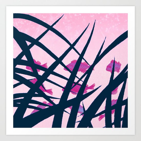 pink fish Art Print