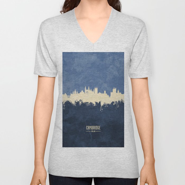 Cambridge England Skyline V Neck T Shirt