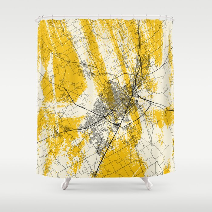 Waco, Texas - USA - City Map Collage Shower Curtain