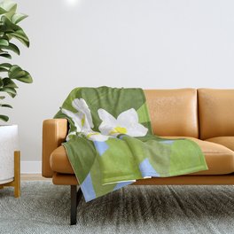 Jungle Flowers Retro Modern Floral Throw Blanket