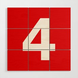 Number 4 (White & Red) Wood Wall Art
