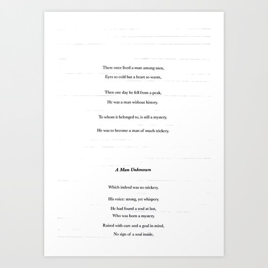 a man unknown Art Print