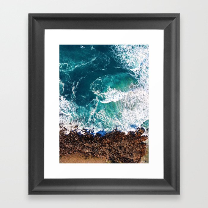 Waves on the Cliffs Framed Art Print