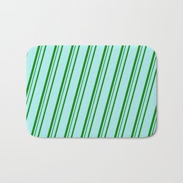 [ Thumbnail: Turquoise & Green Colored Stripes Pattern Bath Mat ]