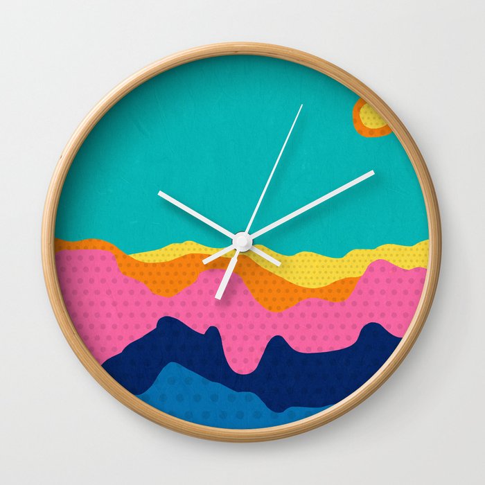 Over The Sunset Mountains III Wall Clock
