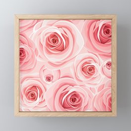 Pattern with delicate pink roses Framed Mini Art Print