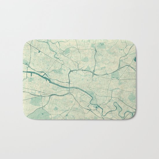 Glasgow Map Blue Vintage Bath Mat