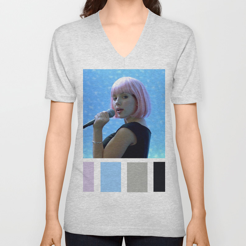 Scarlett Johansson Tokyo Karaoke Unisex V Neck By Selenyofilia