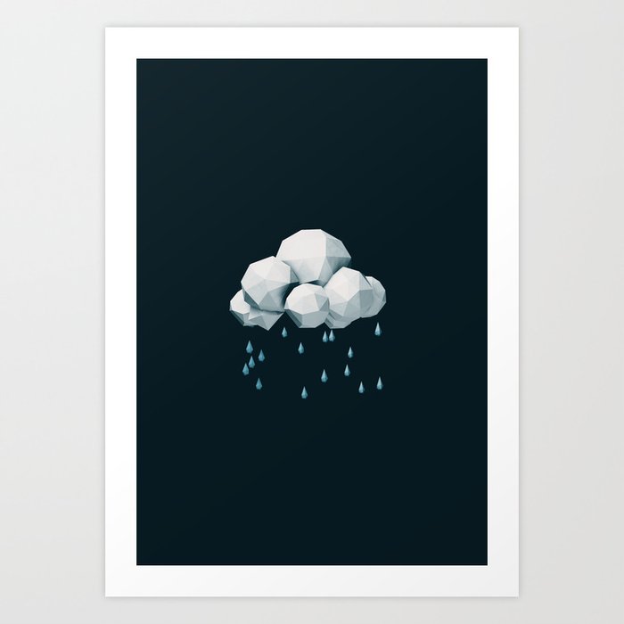 Low Poly 3d Rain Cloud Art Print By Edsaxby Society6