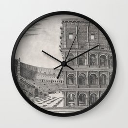 Vintage Diagram of The Roman Colosseum (1581) Wall Clock