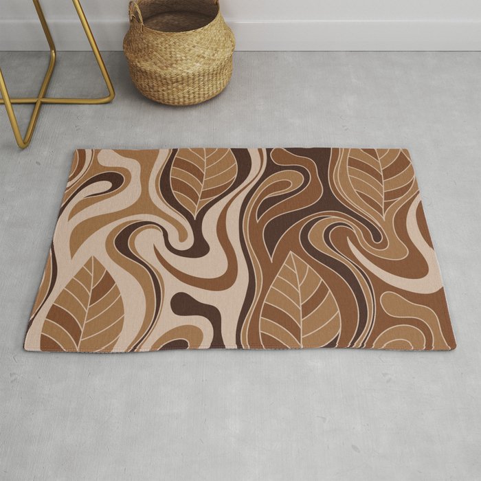 abstract earth tone leaves  Rug